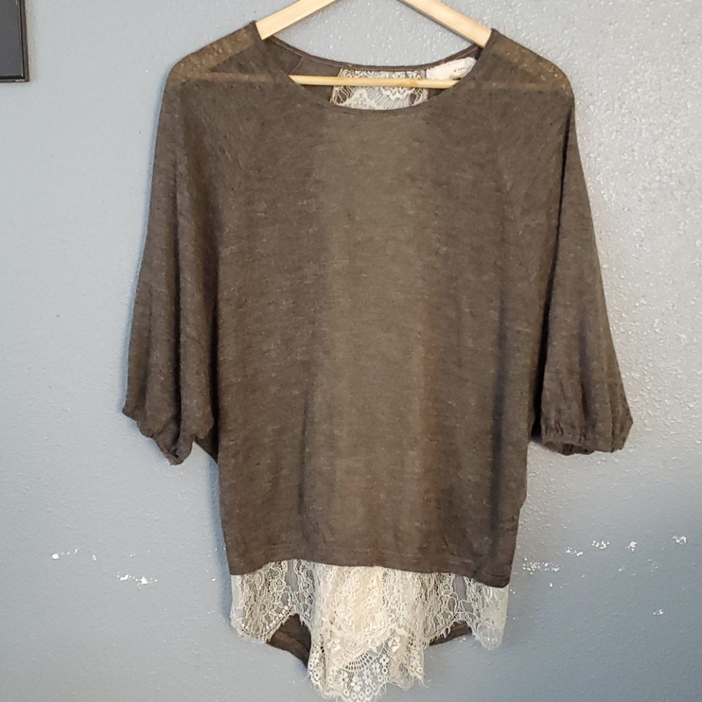 Anthro a'reve lace tie breathable blouse top